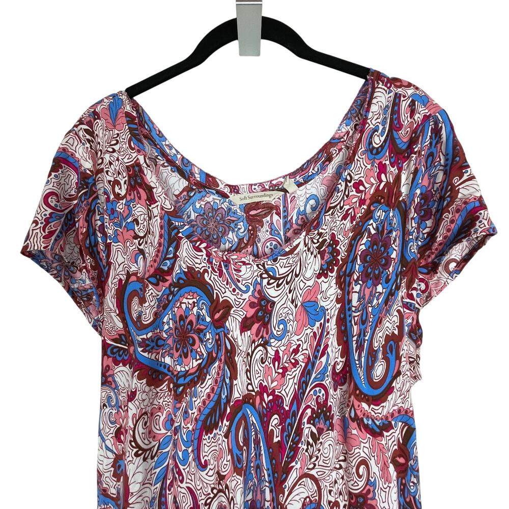 Soft Surroundings Women's 1X Plus Maxi Dress Paisley Tiered Fit & Flare - Picture 3 of 9